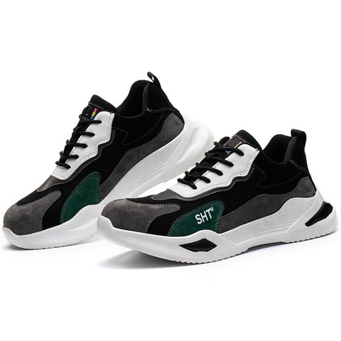 New Men's Anti Smash And Anti Puncture Breathable Work Shoes Steel Toe Cap Protective Shoes Safety Shoes - Fashionner