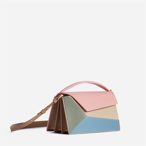 Sac à main femme forme géométrique couleur contrastée épissure Sac carré Sac à bandoulière
