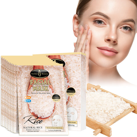 Masque de Riz Visage Rides Fines Hydratant Dessalement Éclaircissant Peau Masque de Riz Produits de Soin pour la Peau