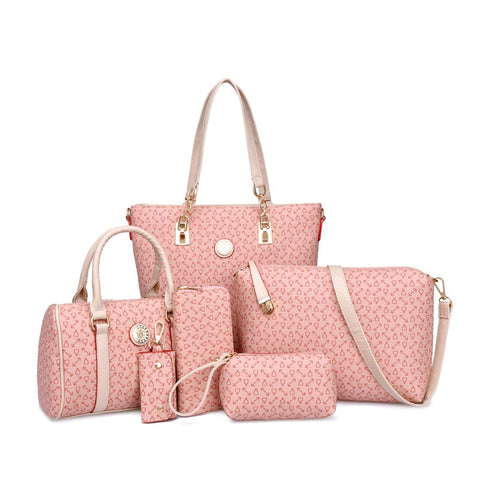 Sac à langer de type mère et bébé à motif arête de poisson, ensemble de six pièces, sac à langer bandoulière/sac à main