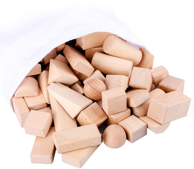 100 Blocks Made of Barrels of Beech Wood Lump Logs Baby Toys for Early Education for Children Building Block Children Puzzle Toy - Fashionner