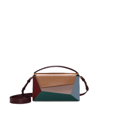 Sac à main femme forme géométrique couleur contrastée épissure Sac carré Sac à bandoulière