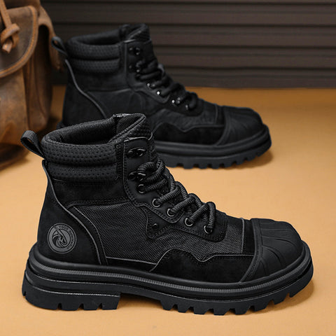 Bottes Martin montantes à bout coquille couleur rhubarbe pour homme