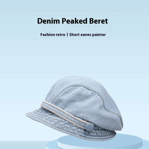 Chapeau de pêcheur en jean pour femme, bob béret à bord court
