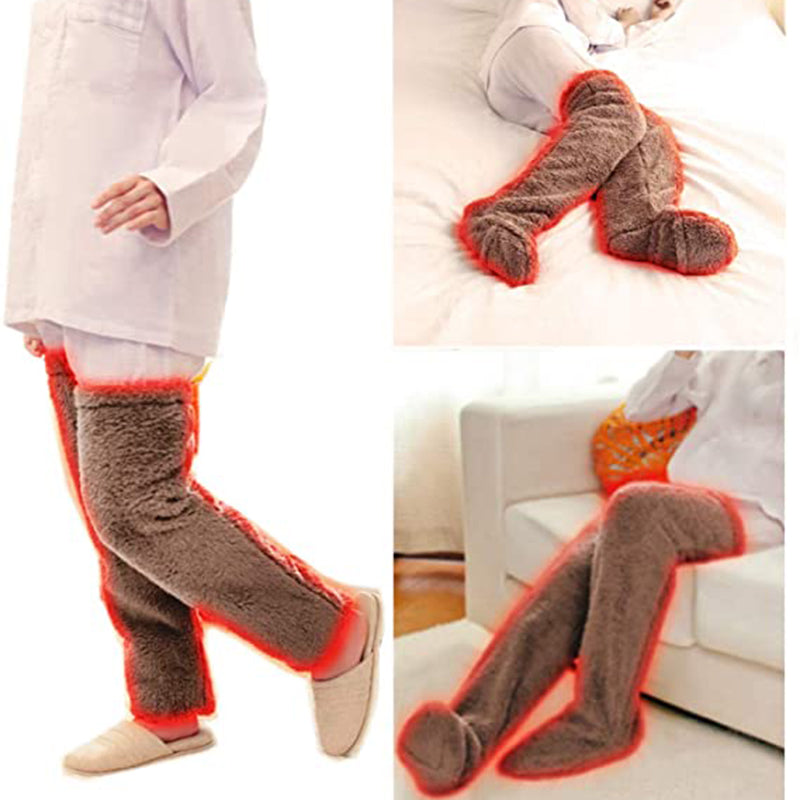 Buy Over Knee High Fuzzy Long Socks Winter Warm Cold Leg Knee Joint Cold-Proof Stockings Home Floor Sleeping Socks online at Fashionner.