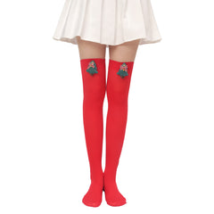 Christmas Plush Doll Knee Socks Bow Stockings - Fashionner