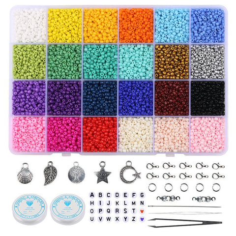 Perles en vrac de couleur de verre ménager, ensemble de 24 couleurs
