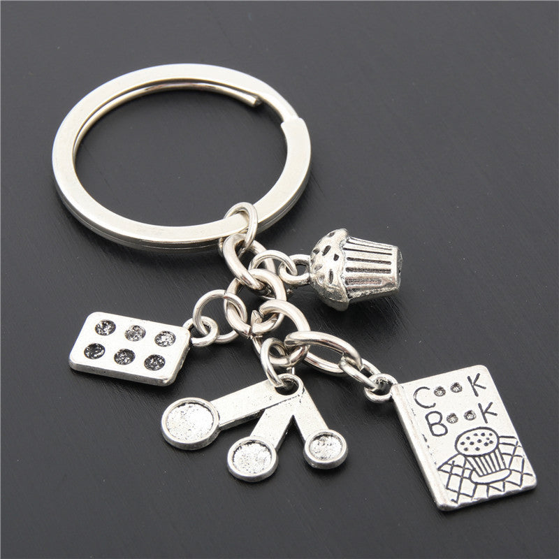 Girl Heart Cake Mold Pizza Keychain Bag Charm