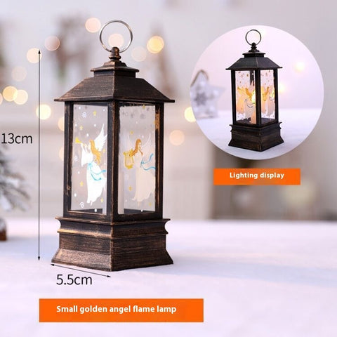 Lampe à Huile Portable de Noël Père Noël Lumières LED de Nuit Alimentées par Piles Lanternes Suspendues Intérieures Extérieures Décoration de Fête Festive