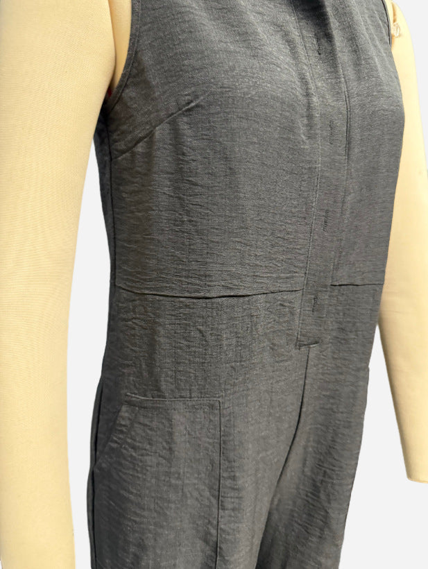 Buy Summer Sleeveless Jumpsuit With Pockets Fashion Casual V-Neck Buttons Trousers Women'S Overall Pants online at Fashionner.