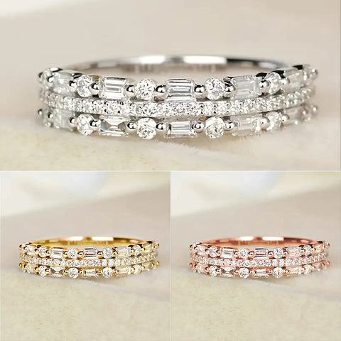 Bague multicouche trois couches fines lignes circulaires pour femmes, anneaux couvrant tout le doigt, cadeaux de bijoux