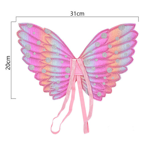 Ailes de papillon arc-en-ciel pour enfants, ailes de princesse féerique pour filles, accessoires de costume d'Halloween pour enfants