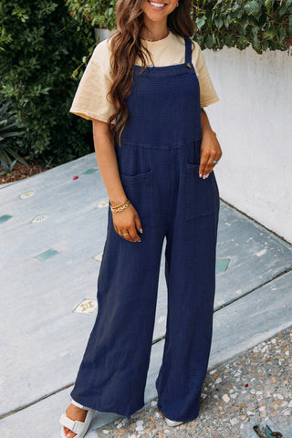 Fashion Square Neck Jumpsuit With Pockets Spring Summer Casual Solid Color Loose Overalls Womens Clothing - Fashionner