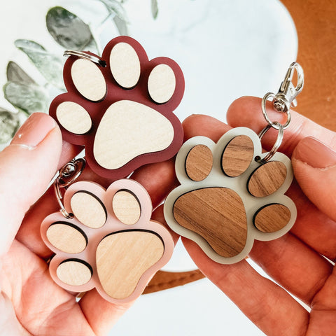 Pendentif Porte-clés Patte en Bois Créatif