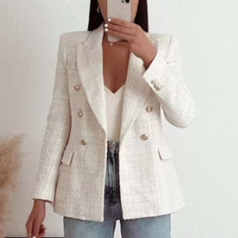 Blazer urbain décontracté texturé croisé pour femme