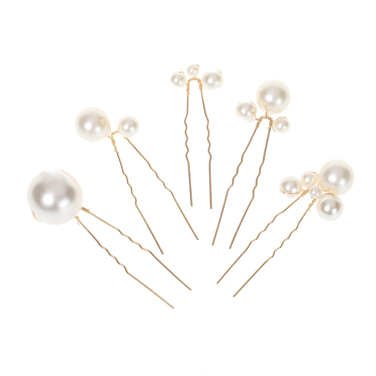 A Group Of 5 High-bright Pearls U-shaped Hairpin Pins