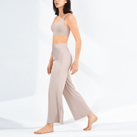 Pantalon de yoga ample évasé Athleisure à cordon de serrage