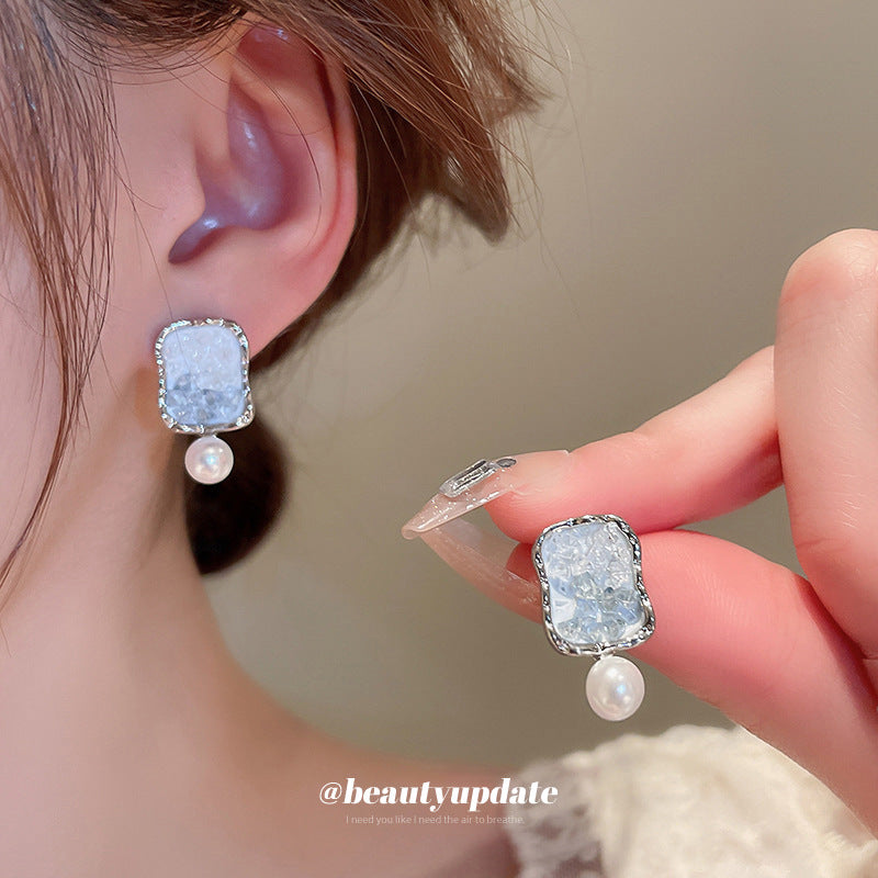Buy Silver Needle Office Wear Earrings Women Gradient Crystal Flower Studs Versatile Elegant online at Fashionner.