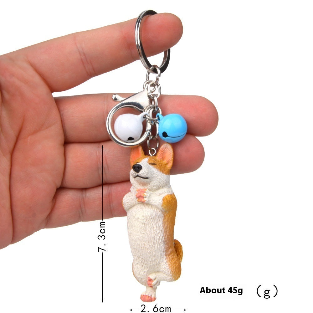 Yoga Dog Independent Corgi Bell Climbing Keychain