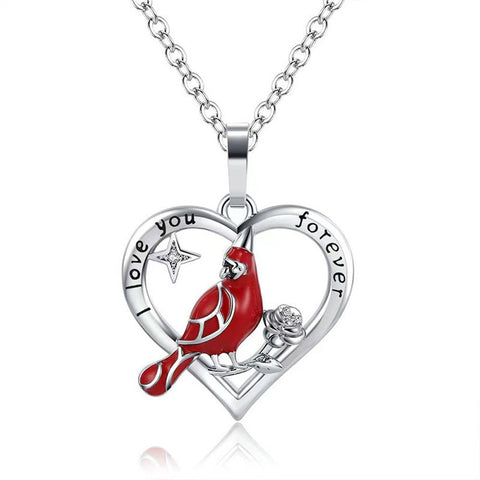 Collier Pendentif Cardinal Créatif en Forme de Cœur, Bijou Commémoratif Exquis pour Fête, Cadeaux d'Anniversaire, Cadeau de Saint-Valentin