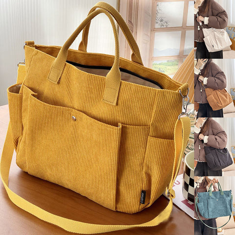 Sacs à bandoulière en velours côtelé épais, simples, passe-partout, sacs de cours, sacs de loisirs pour étudiants, sacoche artistique portable