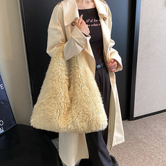 New Autumn And Ainter Plush Handbags Large-capacity Shoulder Armpit Bag Cute Fashion Luxury Designer Tote Bags For Women Trend - Fashionner