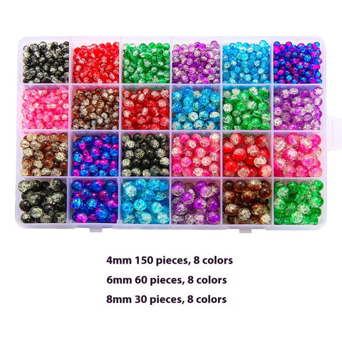 Perles rondes doubles en cristal de verre, kit de matériaux pour bracelet DIY fait à la main, boîte d'accessoires, matériaux pour enfiler les perles