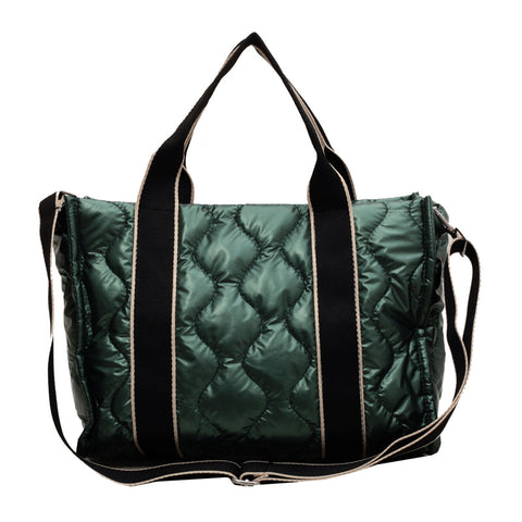 Rhombus Sewing Tote Bag Winter Designer Luxury Down Shoulder Bag High Capacity Commuting Personalized Handbags For Women - Fashionner