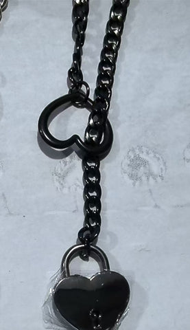 Collier réglable en forme de cœur, maille cubaine