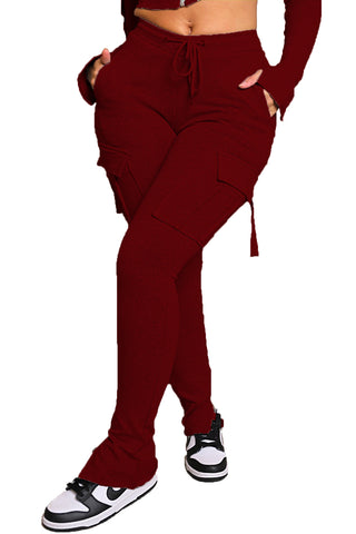 Cargo Pants With Pockets High Waist Drawstring Wide Leg Straight Trousers For Women Overalls - Fashionner