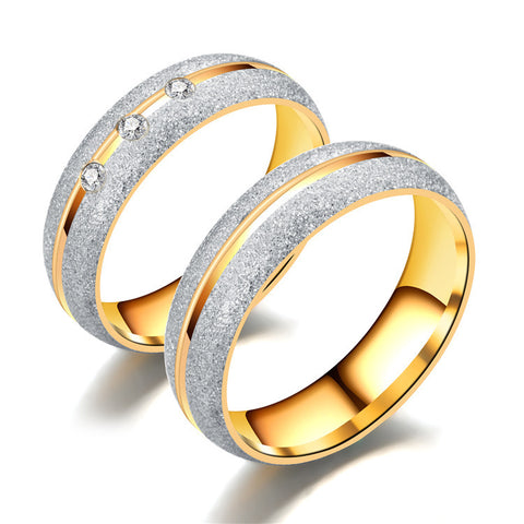 Bague de couple givrée en acier titane avec diamant
