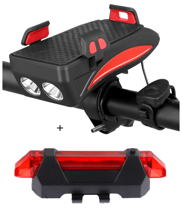 Motorcycle Bicycle Phone Holder Support Charging For Cell Phone With Bike Bell Power Bank Bicycle Front Lamp Flashlight - Fashionner