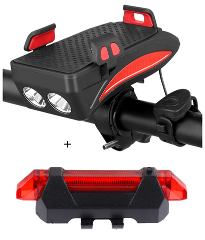 Motorcycle Bicycle Phone Holder Support Charging For Cell Phone With Bike Bell Power Bank Bicycle Front Lamp Flashlight - Fashionner