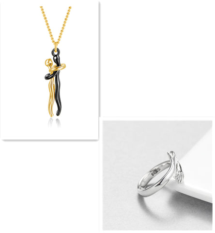 Love Hug Necklace Unisex Men Women Couple Jewelry Simple Temperament Clavicle Chain Valentines Day Lover Gift - Fashionner