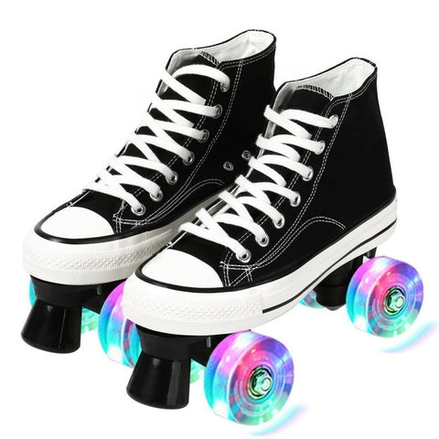 Patins à roulettes à quatre roues en toile pour hommes et femmes