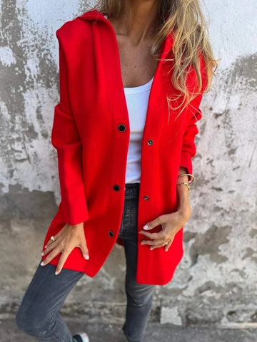 Cardigan décontracté à capuche simple boutonnage, veste de mode ample de couleur unie, vêtements pour femmes printemps et automne