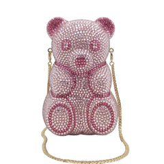 Little Bear Diamond Dinner Bag Light Luxury Banquet Diamond Handbag Animal Party Handbag