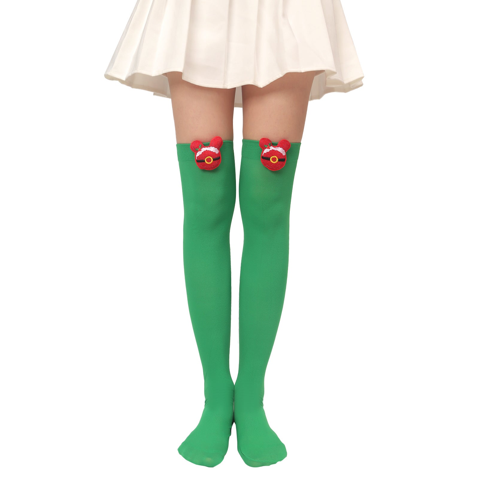 Christmas Plush Doll Knee Socks Bow Stockings - Fashionner