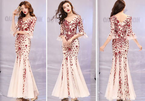 Robe de soirée de banquet coupe princesse ajustée