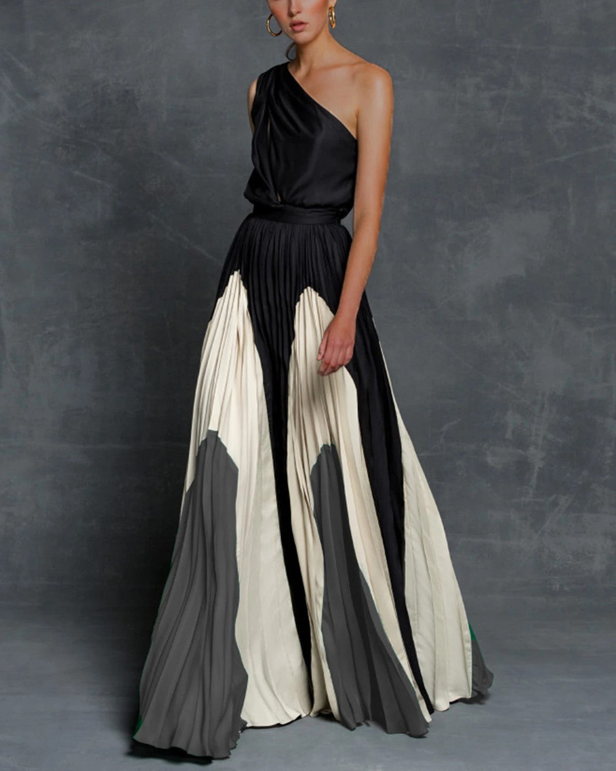 Buy Stitching Strapless Contrast Color Maxi Dress online at Fashionner.