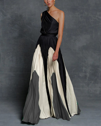 Buy Stitching Strapless Contrast Color Maxi Dress online at Fashionner.