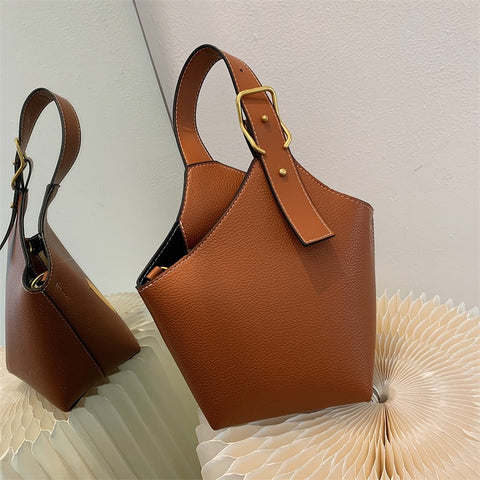 Sac pour femmes rétro, mode décontractée, sac à bandoulière rouge, sac seau portatif pour femmes.