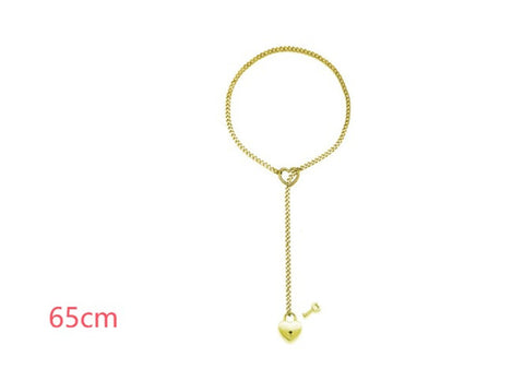 Collier réglable en forme de cœur, maille cubaine