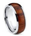 Buy Men'S Titanium Ring - European American Style Curved Straight-Edged Band 8Mm Wide Wood Grain Inlay online at Fashionner.