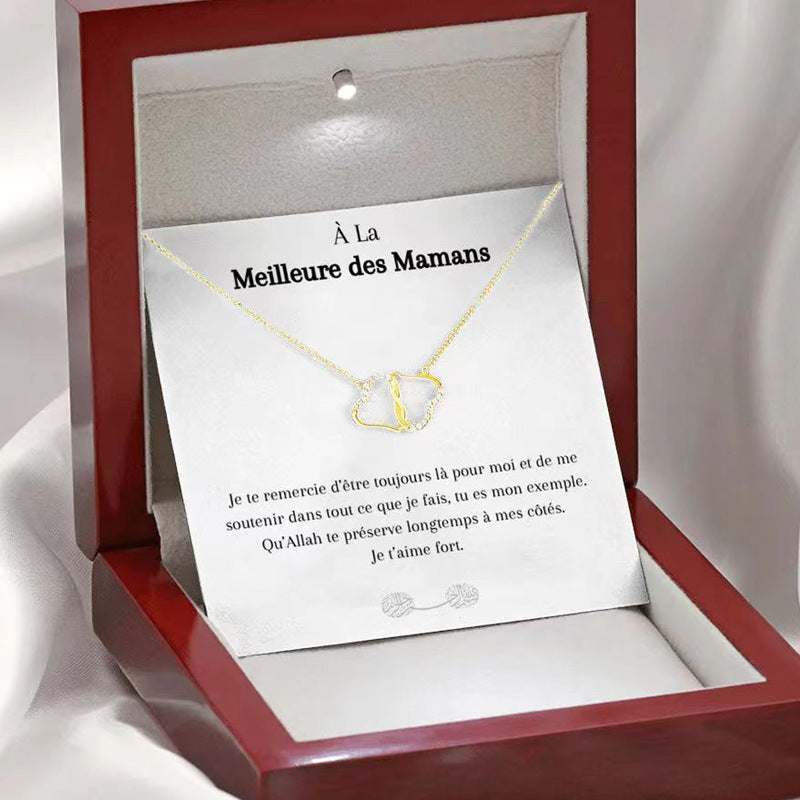 Fashion Double Heart Love Necklace With Rhinestones Inlaid Zircon Mother Valentine's Day Gift - Fashionner
