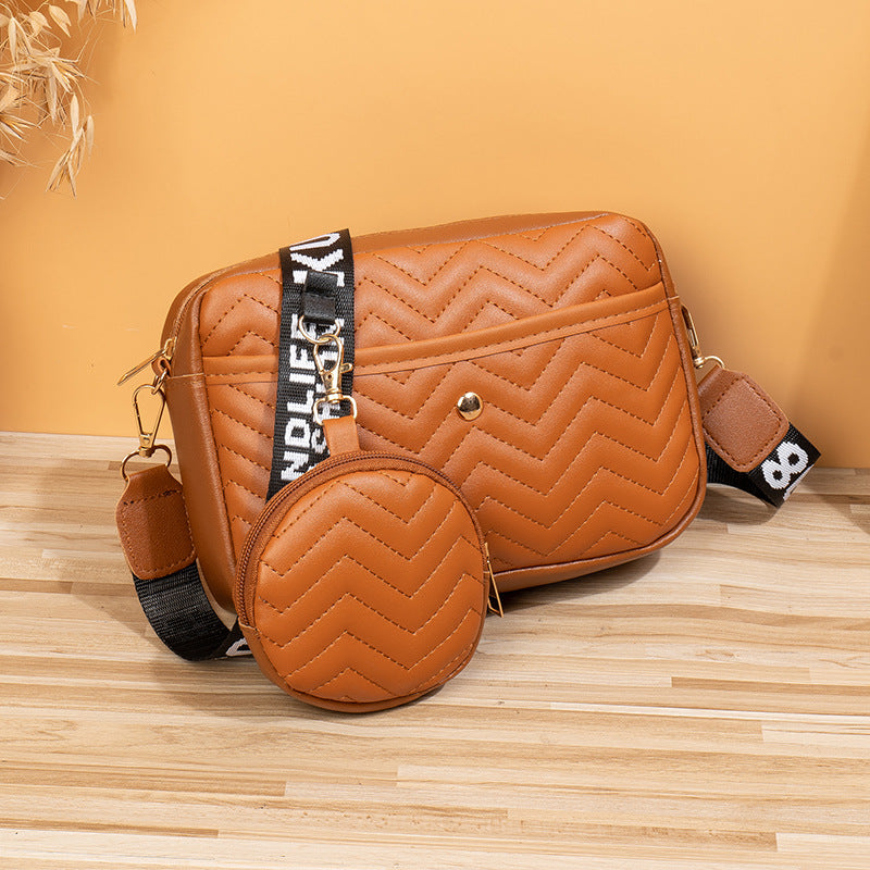 Wave Pattern Ribbon Cross Body Camera Bag - Fashionner