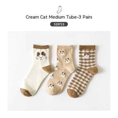 Cartoon Mid Tube Trendy Cotton Women's Socks - Fashionner