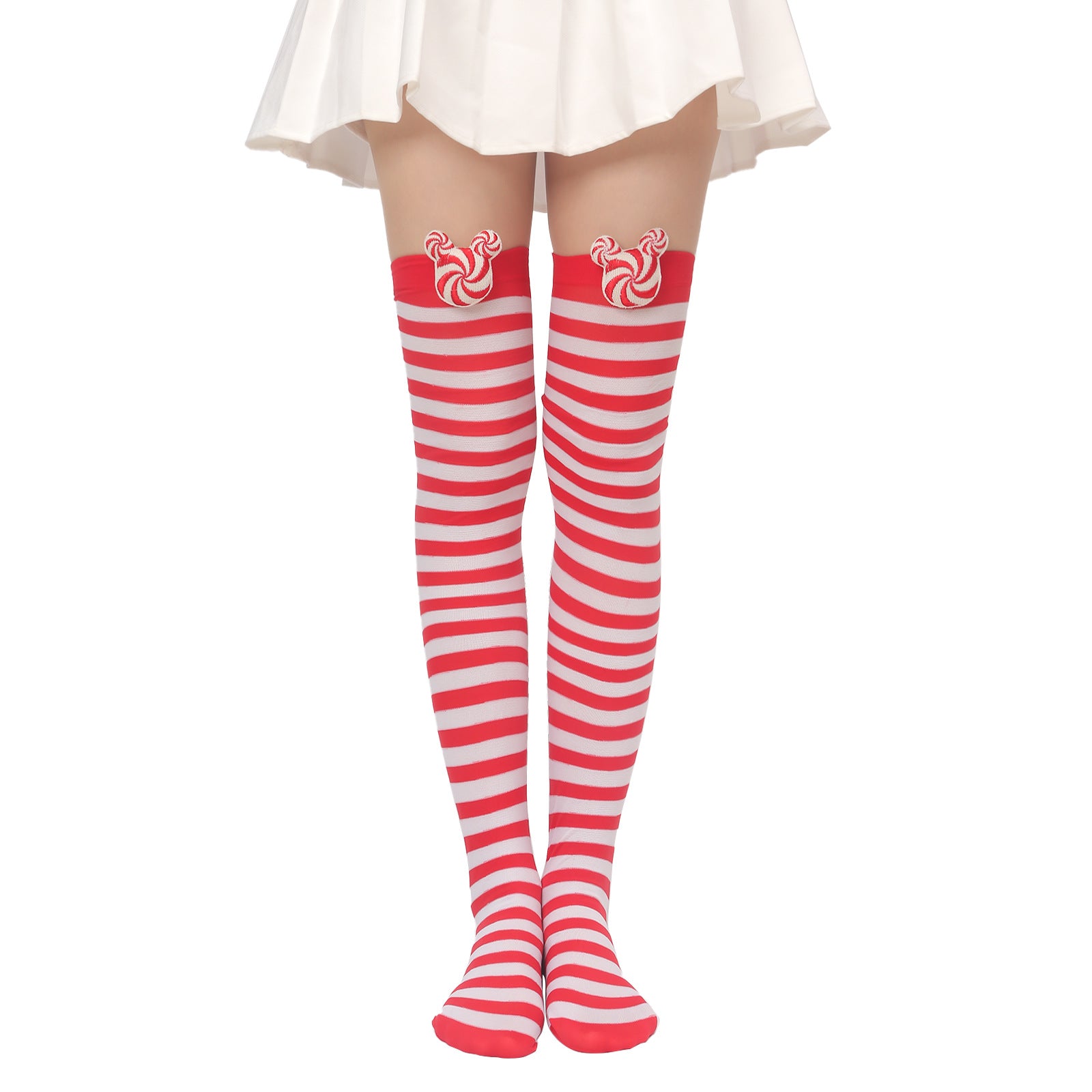 Christmas Plush Doll Knee Socks Bow Stockings - Fashionner