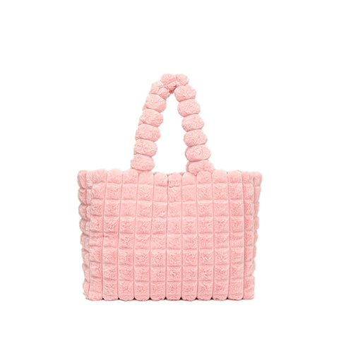 Plaid Handbags Winter Fashion High Capacity Shopping Plush Bag Korean Style Personalized Designer Luxury Tote Bags For Women - Fashionner