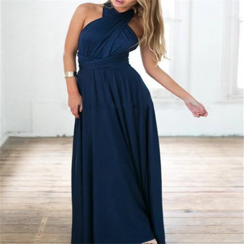 V-neck Long Dress Women Cross Strap Beauty Back Design Party Dresses - Fashionner